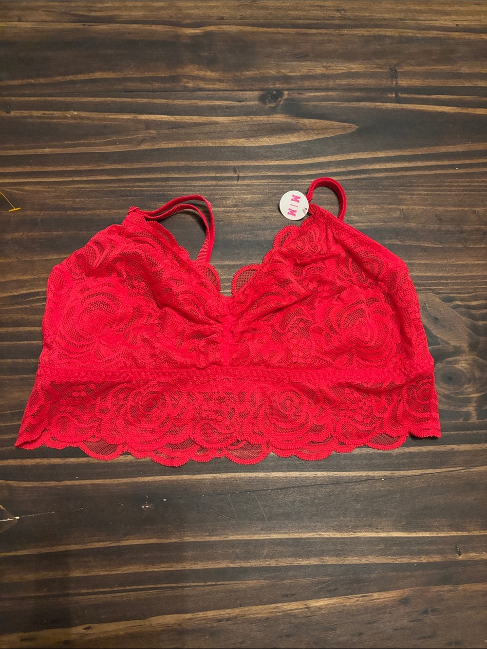 Victoria’s Secret pink red medium lace bralette new